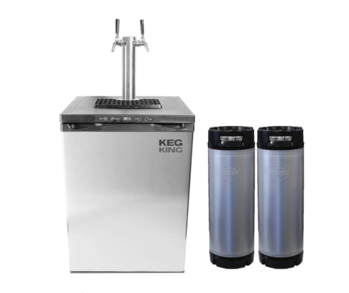 Kegmaster Premium XL 2 Tap Kegerator + 2 Kegs